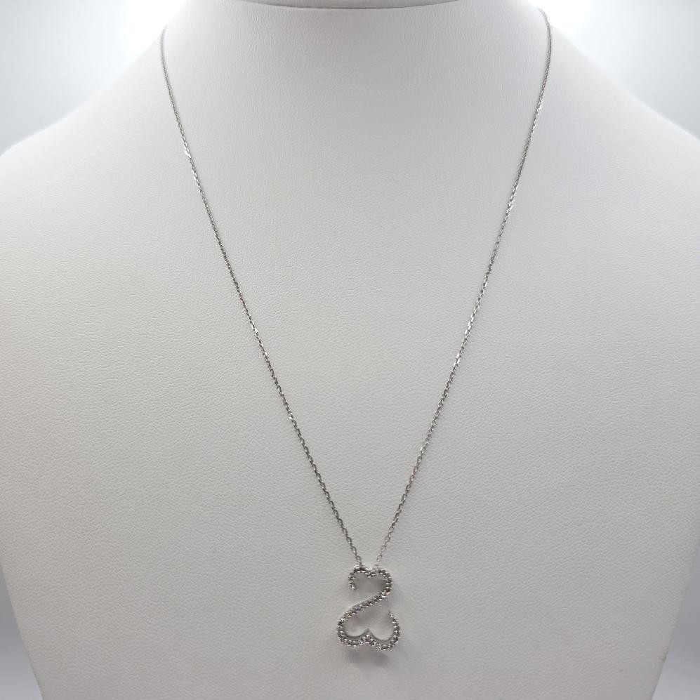 Jane Seymour Open Heart 14K White Gold Round Diamond Heart Pendant Necklace