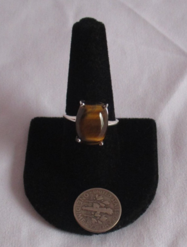 South African Tigers Eye Ring in Sterling Silver (Size 9.0) 10.75 ctw Ring Box