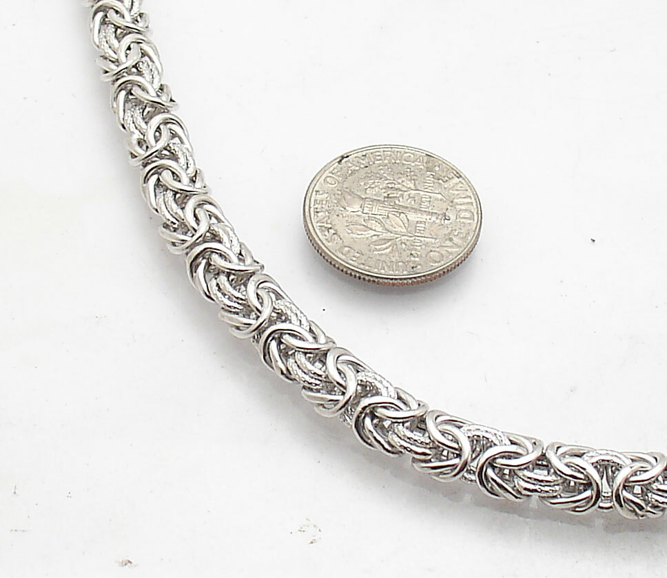 Anti-Tarnish Domed Byzantine Chain Necklace Real Sterling Silver QVC 18″