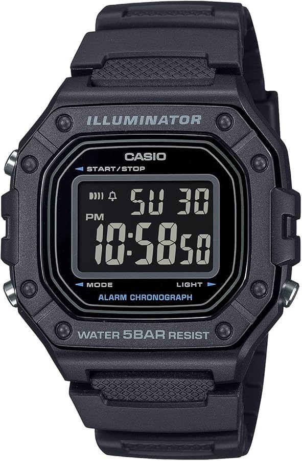 Casio W-218H-1BJF Digital Watch Negative LCD Black Resin 50M Japan New