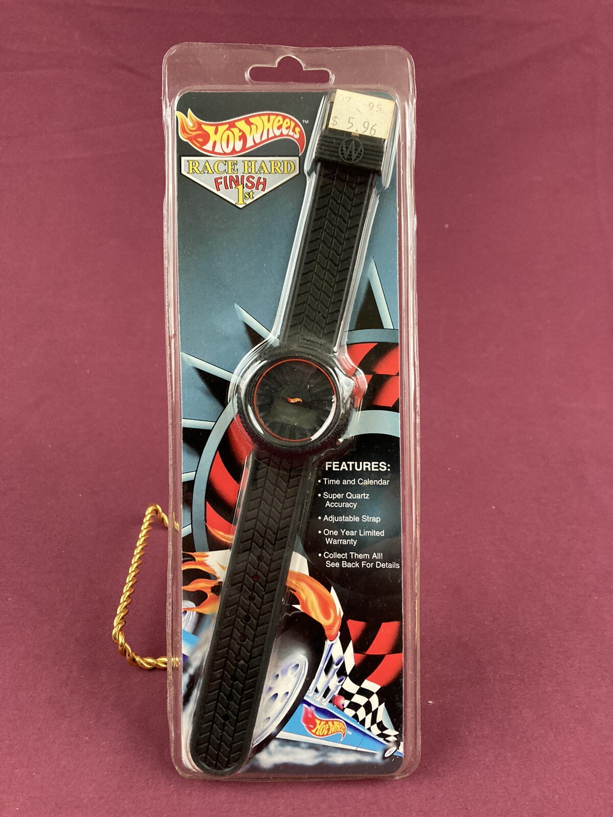 Vintage Hot Wheels Race Hard Digital Wrist Watch Wide Tire Tread Style Band NIB