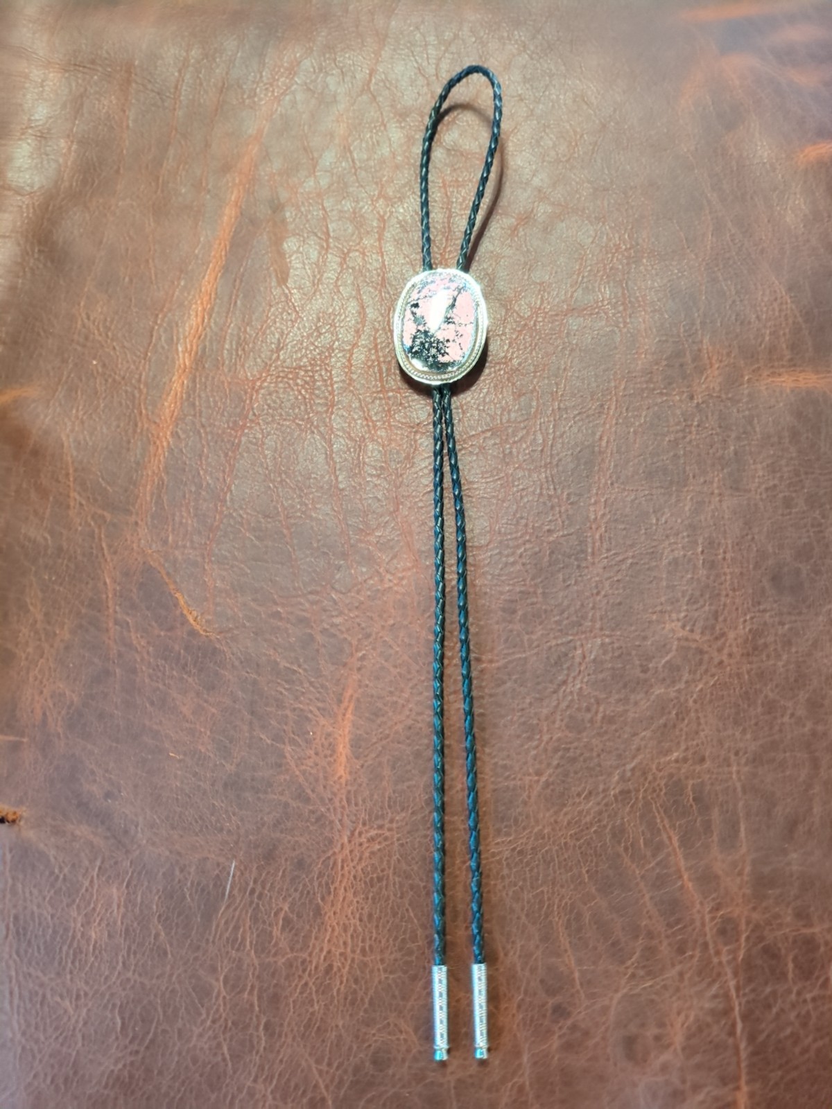 bolo tie silver handmade rhodonite
