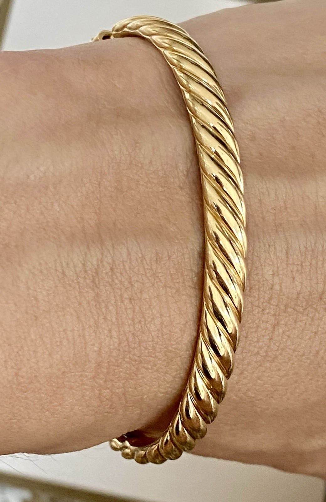 David Yurman 18K Yellow Gold Sculpted Cable Bangle Bracelet 6.2mm $8500+ M