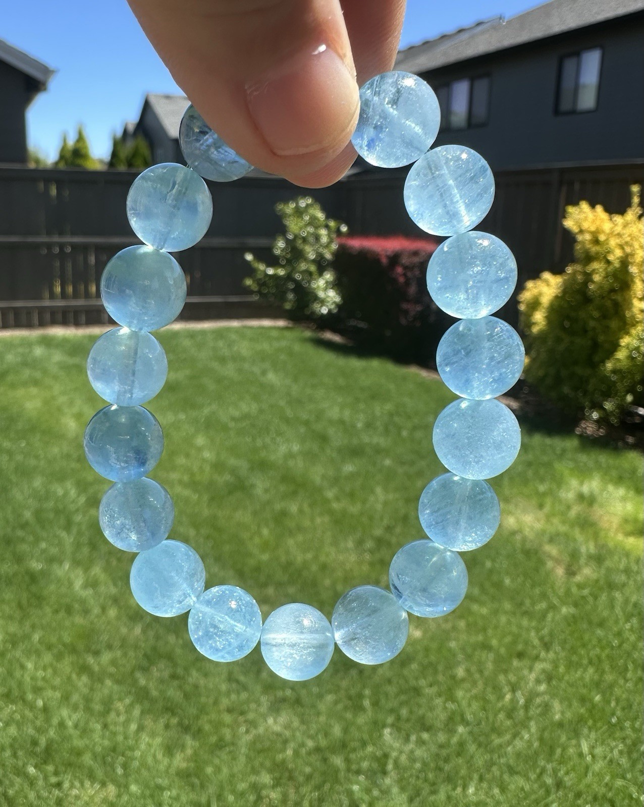 10.5-10.8mm High Quality Aquamarine Bracelet