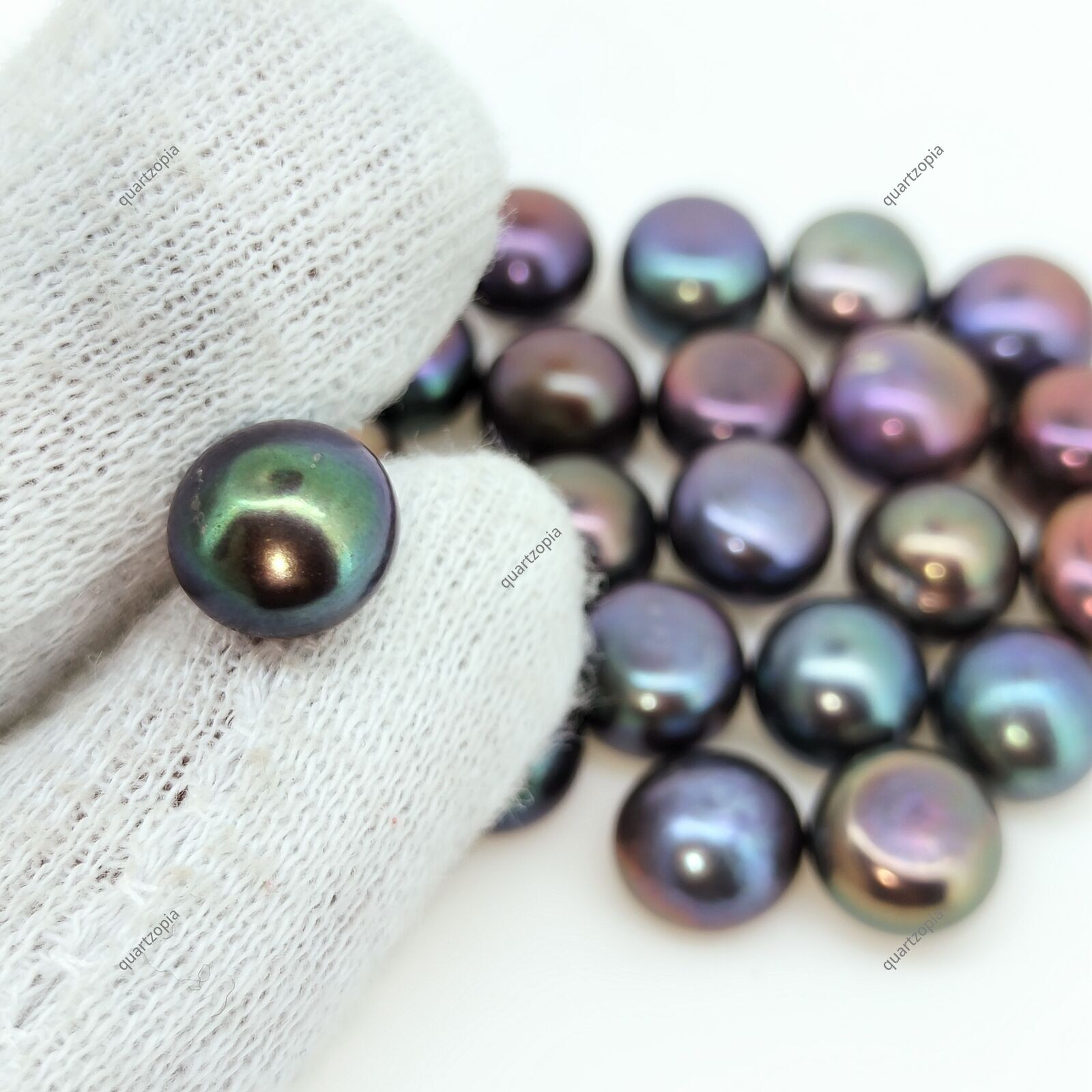Natural Tahitian Pearl 20.20 Cts Round Flat Back Certified Gemstone Lot