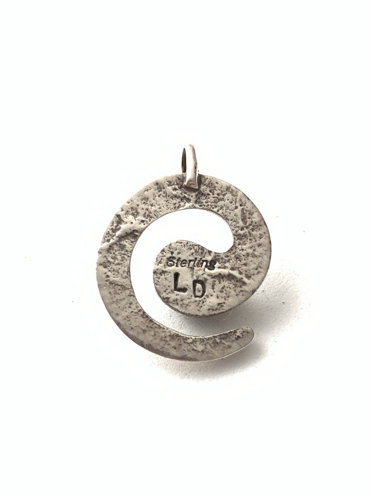 Lowell Draper Navajo Turquoise Sandcast Sterling Silver Spiral Swirl Pendant