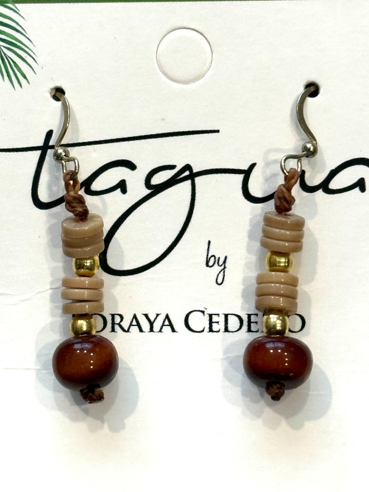 TAGUA NUT “MIKA” EARRINGS ORGANIC ARTISAN HANDMADE FAIR TRADE LIGHTWEIGHT NEW