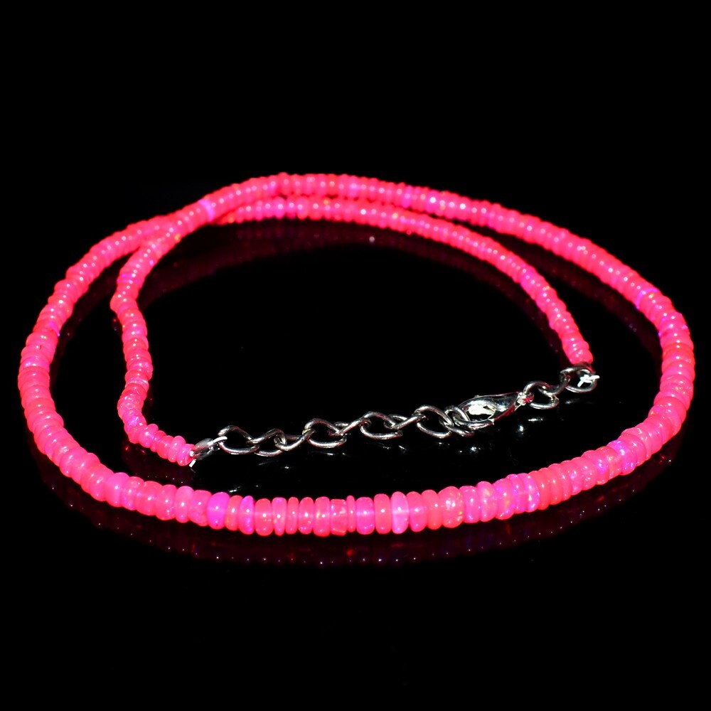 Fabulous Top Pink Ethiopian Opal 41.00 Cts Beaded Beautiful Necklace VK 04 E584