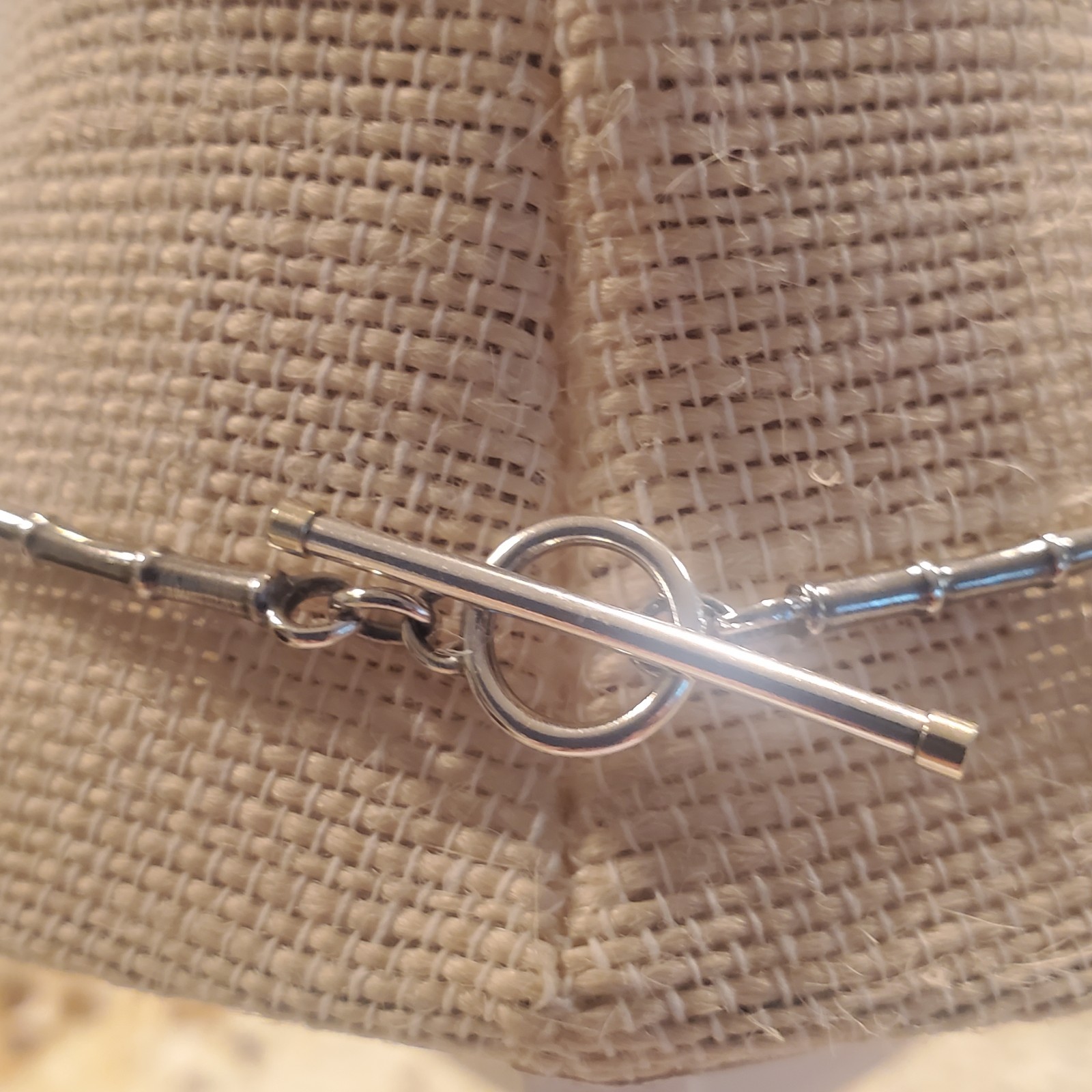 Sterling Silver Leaf & Bamboo style necklace links with diamond