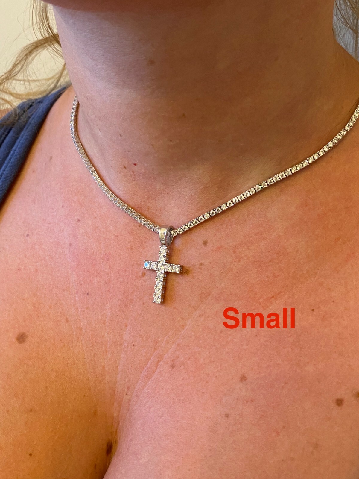 Solid 925 Sterling Silver Tennis Cross Pendant Simulated Diamonds Men’s Ladies’