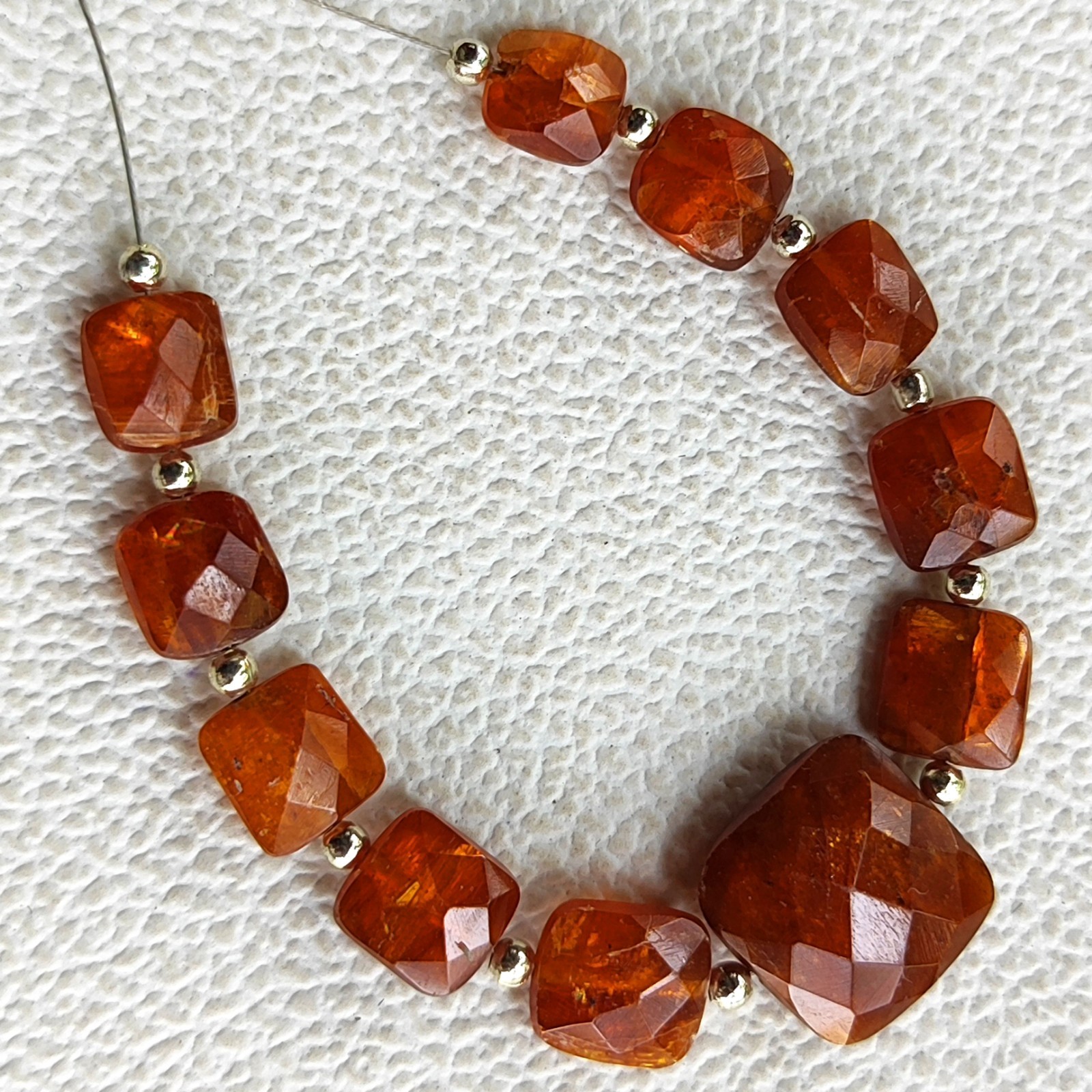 Natural Orange Kyanite 7-12mm Faceted Cushion Beads 4.5 In Tanzania Strand