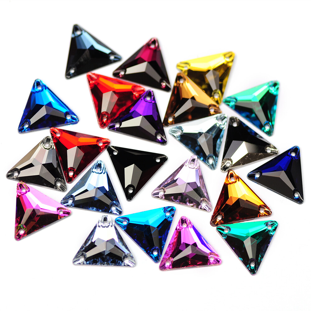 Triangle DIY Sewing Crystal Strass Sew On Stones Glass Beads FlatBack Rhinestone