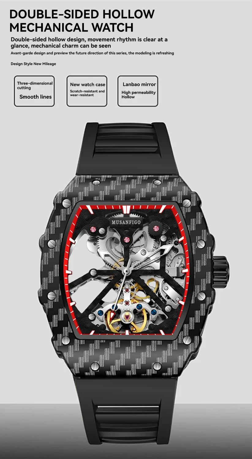 Men’s Automatic Skeleton Mechanical Watch Luxury Casual Business Fashion