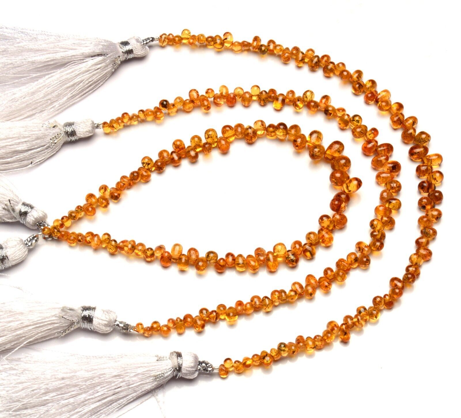 Natural Gem Spessartine Garnet Smooth 5×3 to 6x4MM Teardrop Briolette Beads 7″