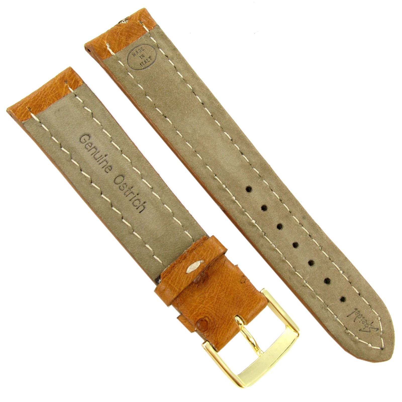 19mm Speidel Honey Tan High Quality Gen Ostrich Men’s Watch Band Made In Italy