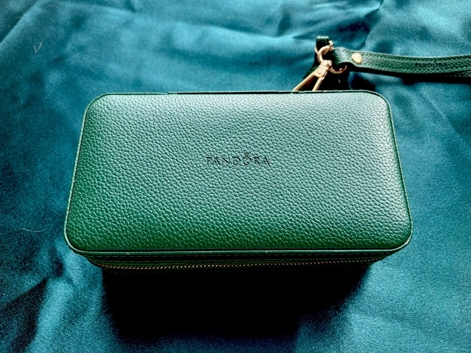 Genuine PANDORA Jewelry Case Green Faux Leather Limited Edition