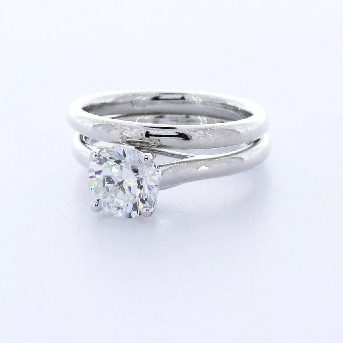 14K Gold Solitaire Engagement Ring Set 1.55 Carat Round Lab-Grown Diamond G VS1