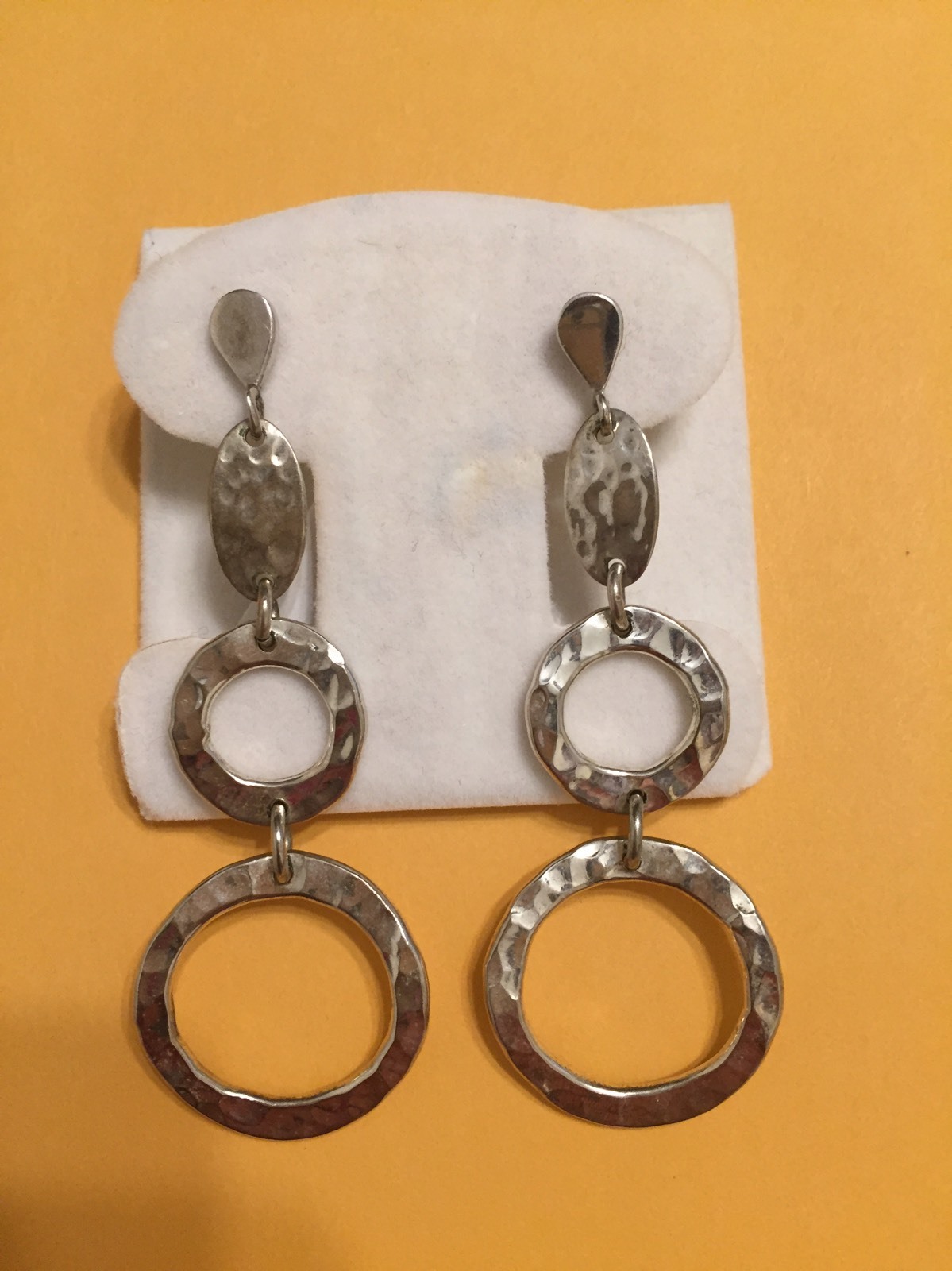 925 Sterling Silver Dangling Circles Post Earrings approx. 2-3/4 in