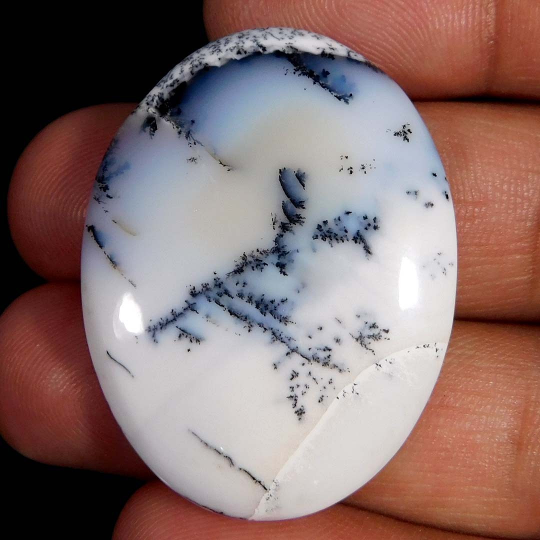 50.55Cts. Natural Dendritic Opal Oval Cabochon Reiki Healing Loose Gemstone