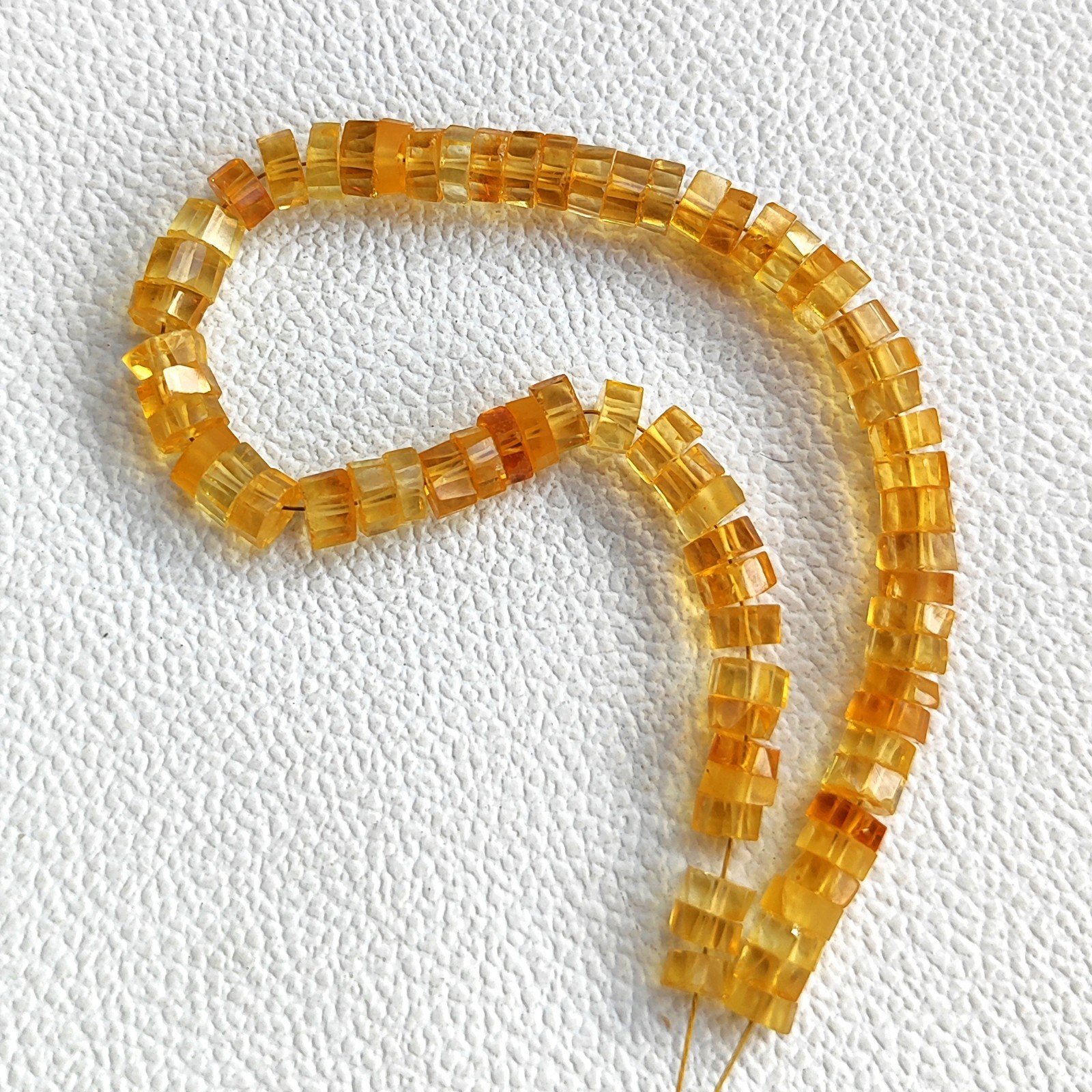 Natural Brazilian Citrine Beads 5-6mm Faceted Bolt Shape 8″ Strand Brazil Gems