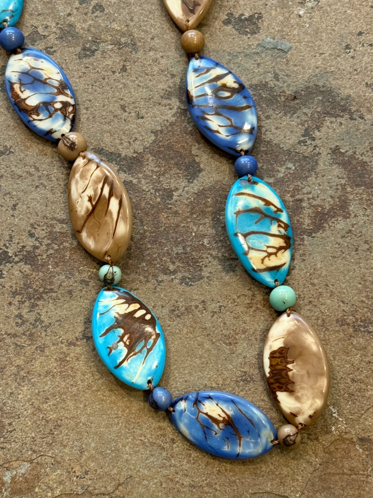 TAGUA NUT “GRANADA” NECKLACE ORGANIC ARTISAN HANDMADE BOHO STATEMENT JEWELRY NEW