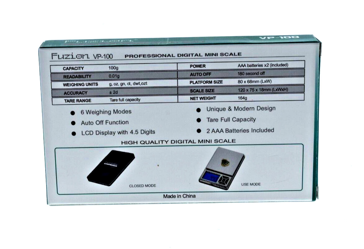 FUZION VP-100 PROFESSIONAL DIGITAL MINI SCALE- 100G X 0.01G-COLOR-BLUE