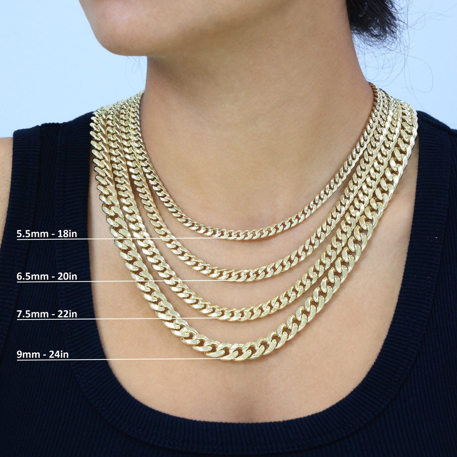 14K Yellow Gold 3mm-12.5mm Real Miami Cuban Link Necklace Chain Bracelet, 7″-30″