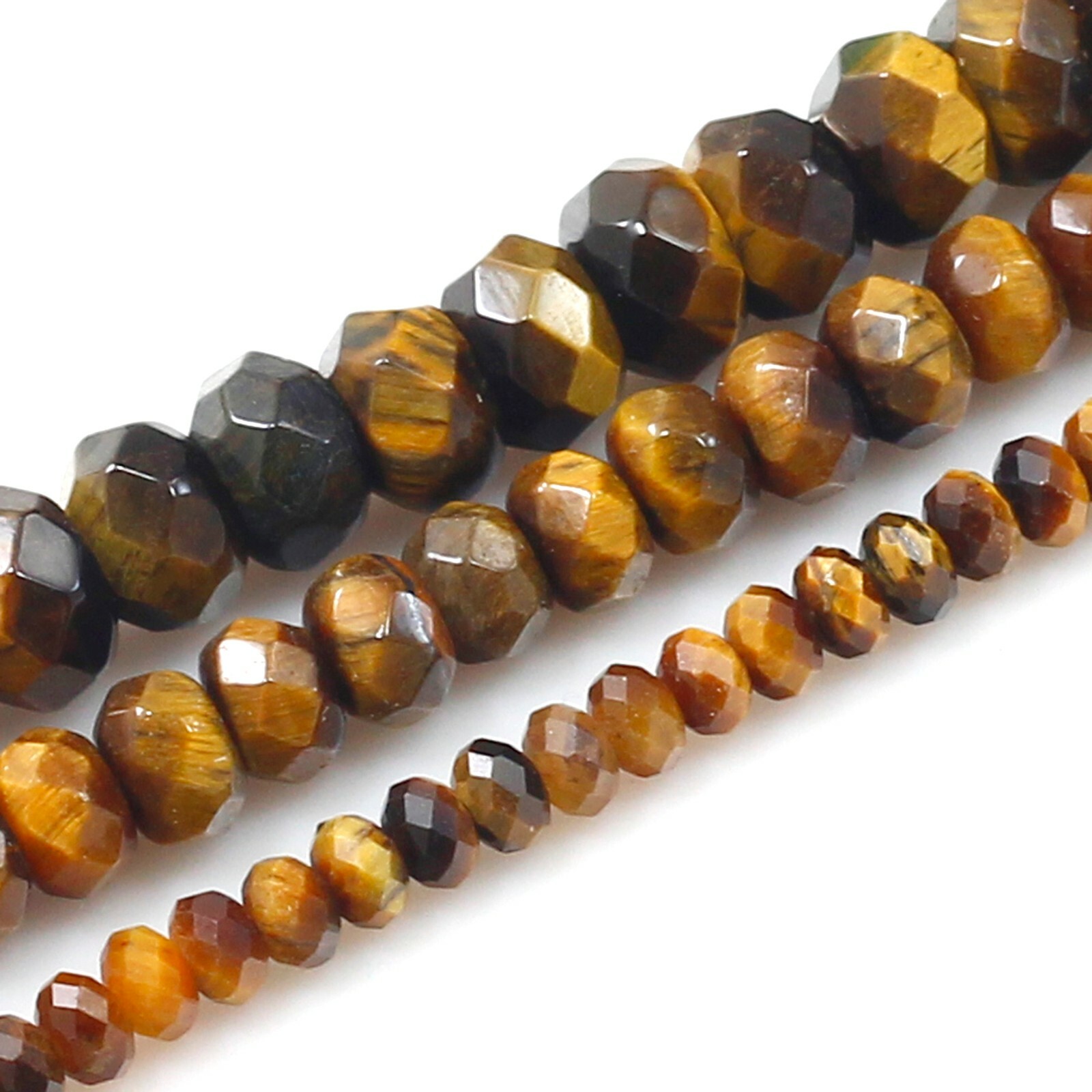 High Quality Yellow Tiger eye Faceted Rondelle Beads 15″ strand 4mm 6mm 8mm 10mm