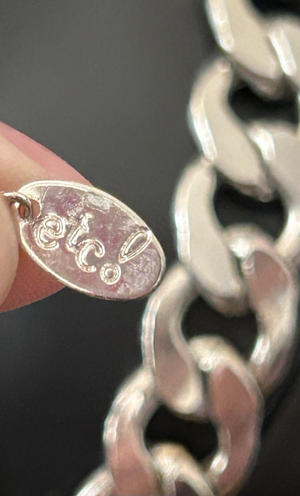 Etc! Silver Tone Flat Curb Chain 16” Long With 3” Extender