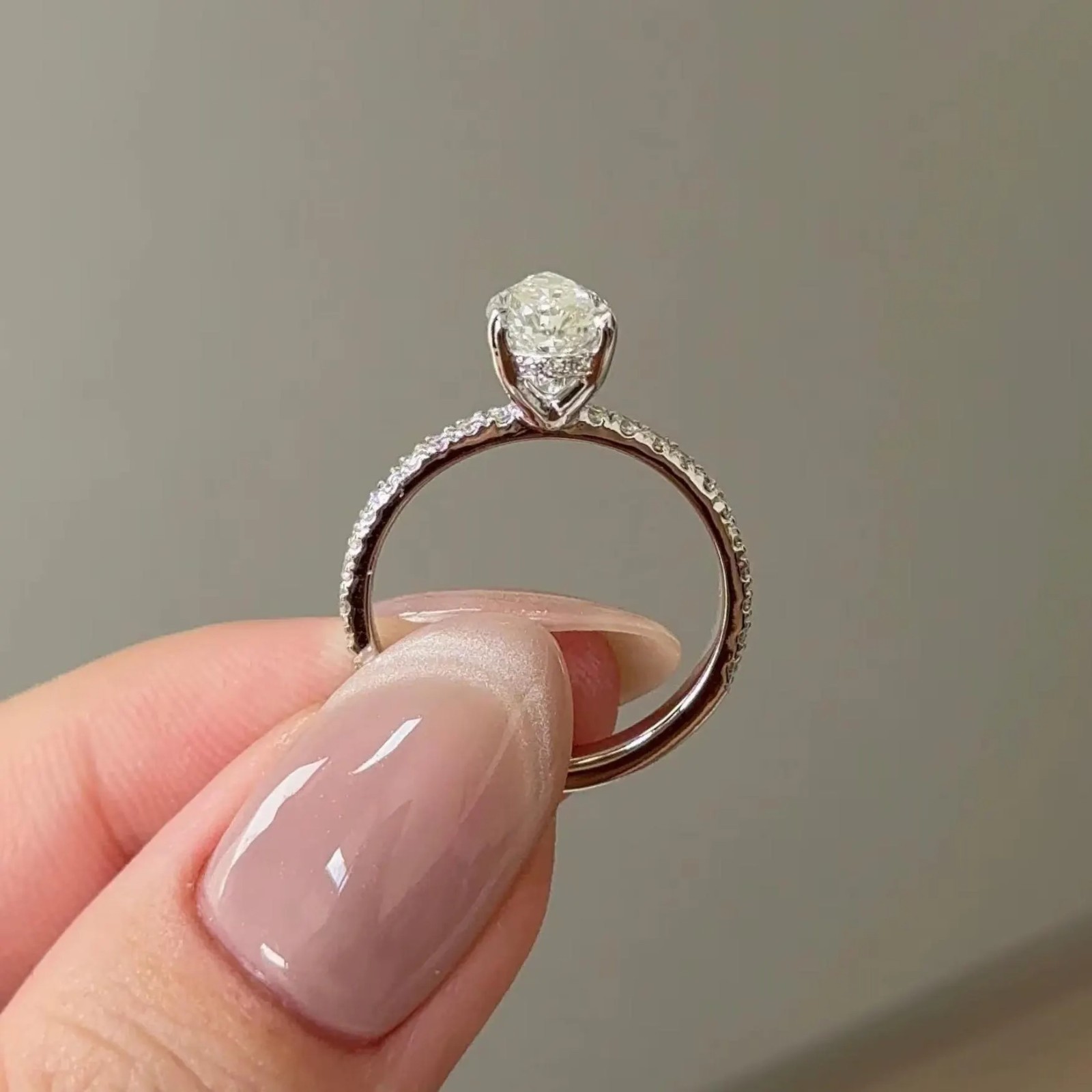 Pear Cut Moissanite Engagement Ring, 925 Silver Anniversary Ring Gift for Wife