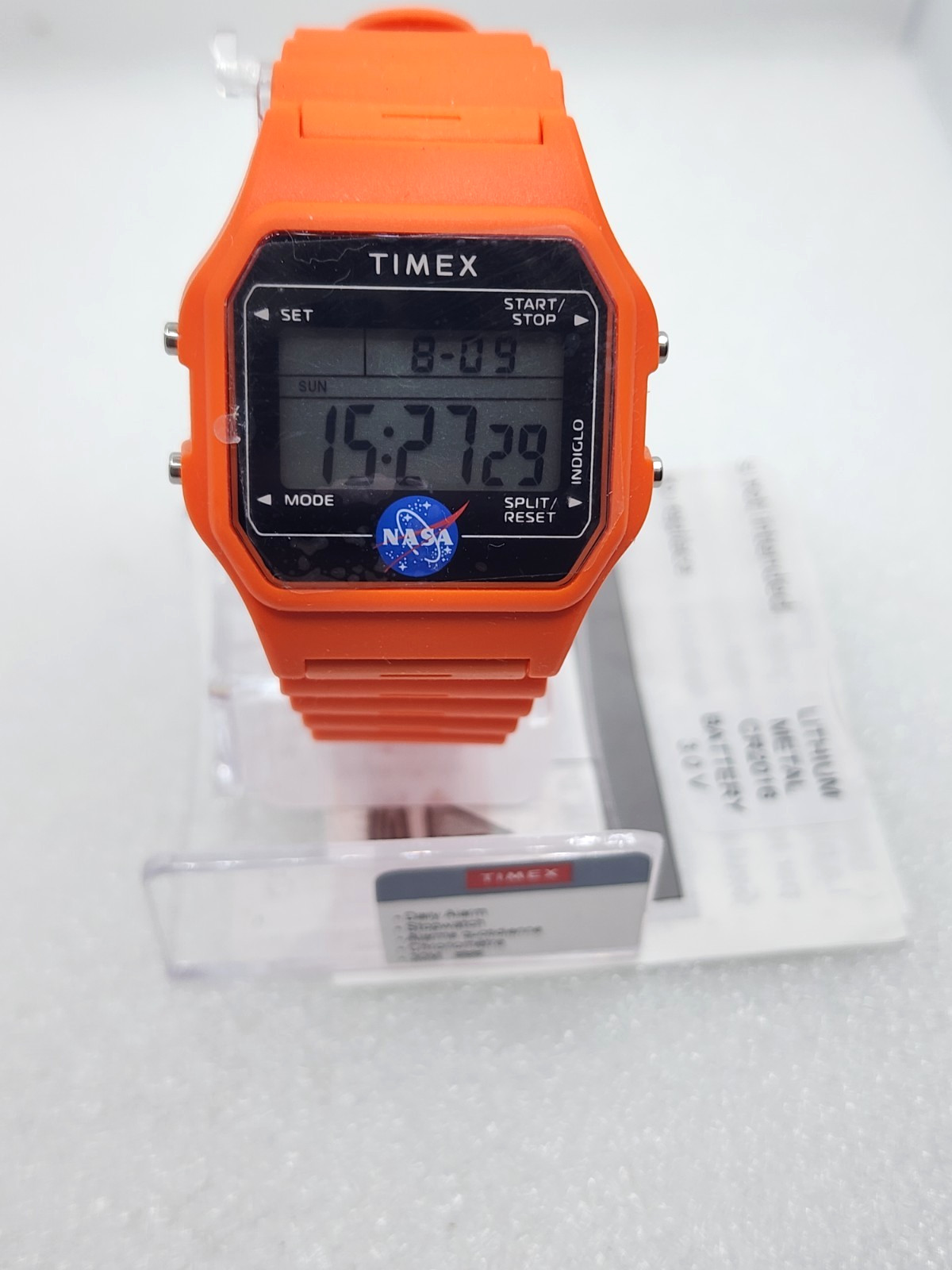 Timex x NASA Artemis Lunar Orange 36mm TW2Y13300 Digital Indiglo Space SAR Watch