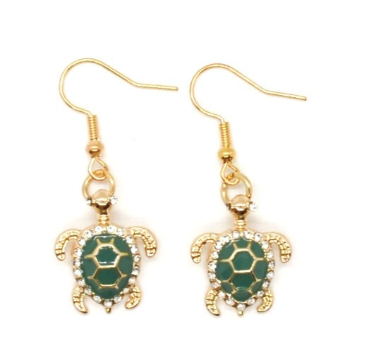 Sparkling Turtle Rhinestone Earrings – Symbolizing Endurance and Serenity