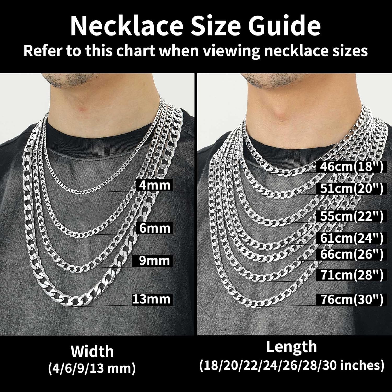 Cadena Cubana Para Hombre Collar Plata De Acero Inoxidable Joyería Moda Hip Hop