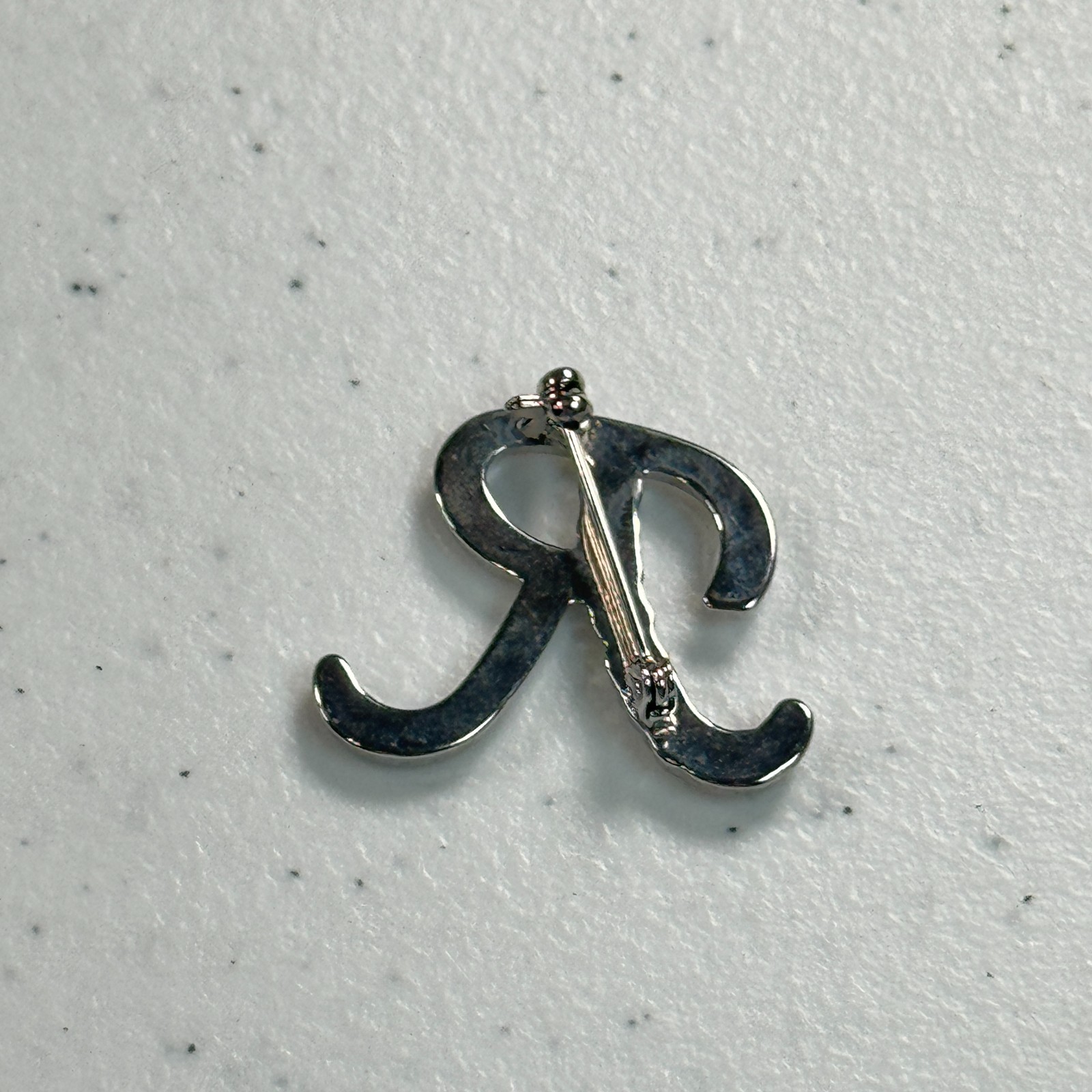 Rhinestone Initial R Brooch Silver Tone Letter Pin Personalized Monogram Jewelry