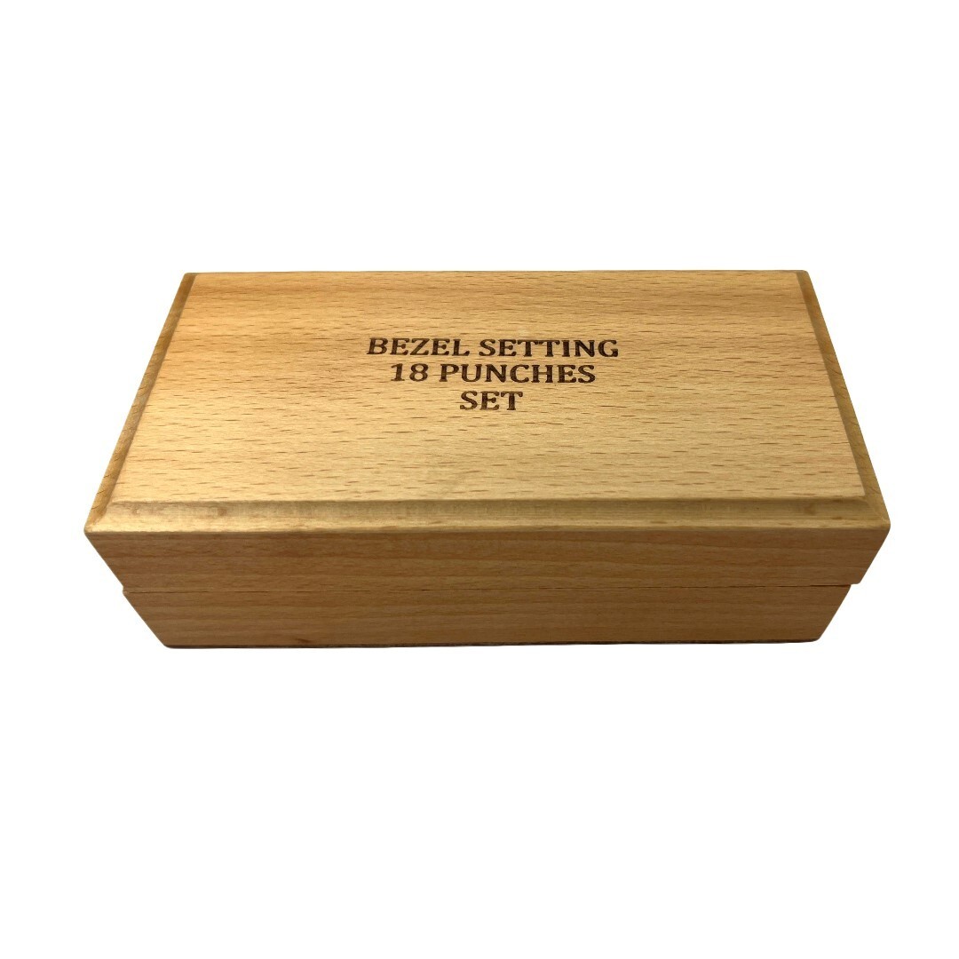 Bezel Setting Tool Punch Set with 18 Punches in Wooden Box Size 0.75mm to 7.75mm