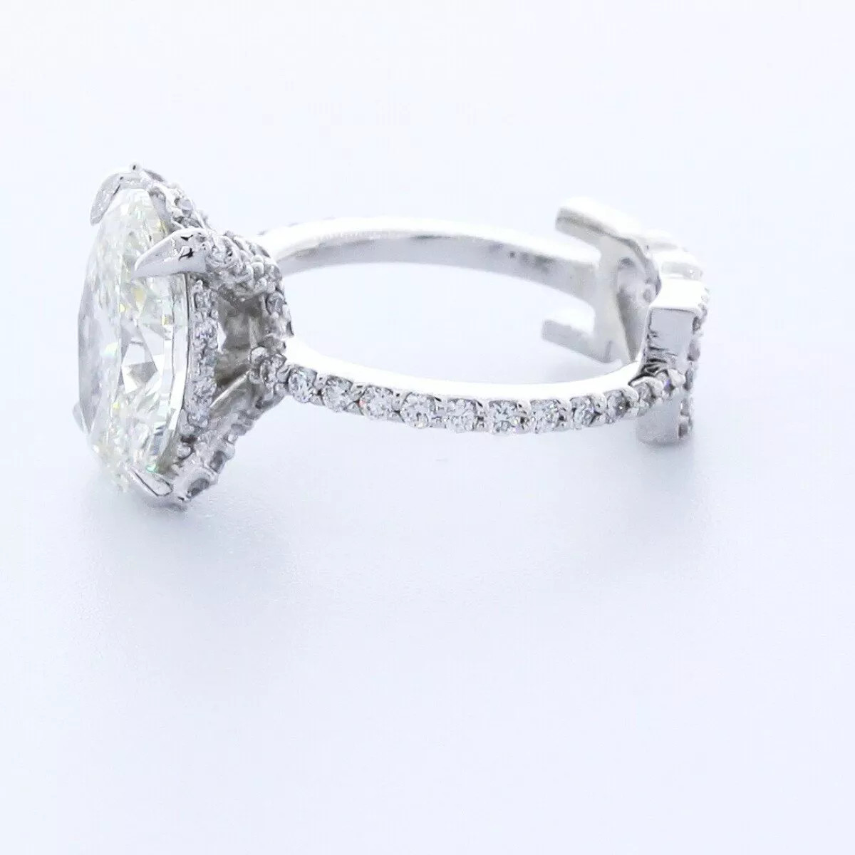 Engagement Ring 14K White Gold Under Halo 3.28 CT Oval Lab-Grown Diamond G VS1