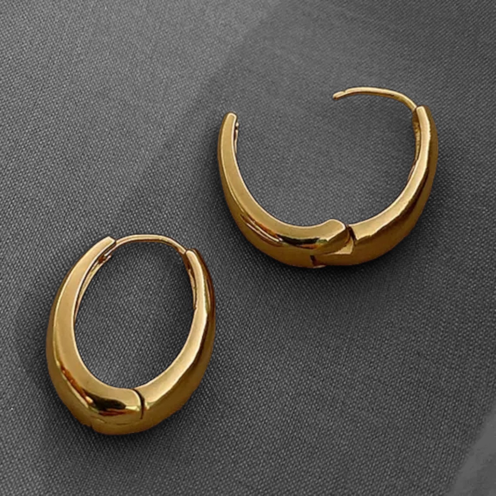 Hoop Thick Dangle Earrings Gold Plated For Women Fashion Jewelry Medium Size