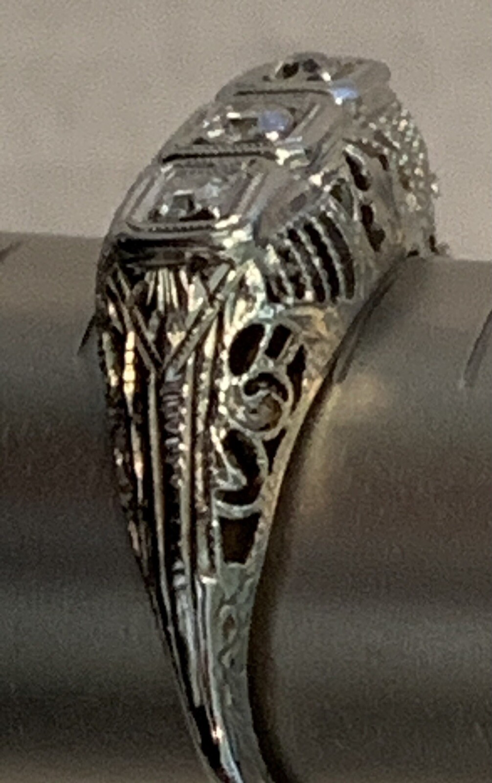 Vintage 14k Solid White Gold Diamond Ring Diamonds Antique Estate