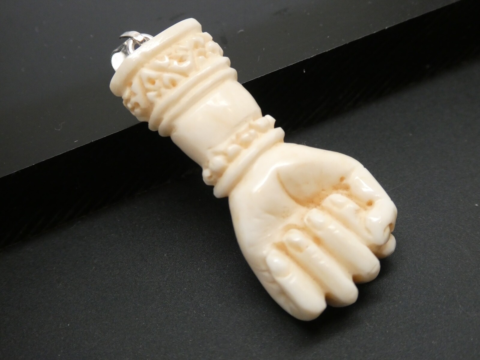 Victorian Style Bubalus Bubalis Bone Fist Hand Protection Lucky Amulet Pendant