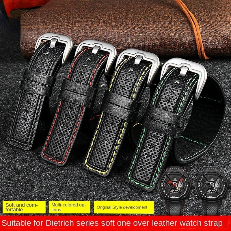 Leather Watch Strap for Dietrich OT1 OT6 Panerai 24mm Green Soft Men Wristband