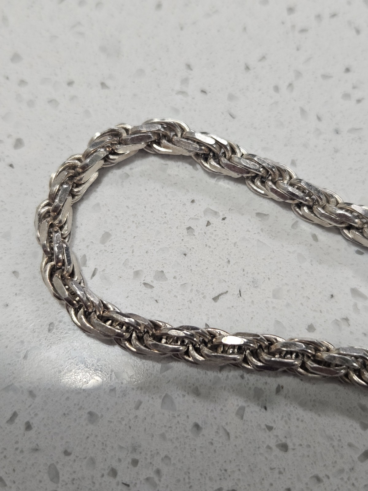 925 Sterling Silver Rope Chain Bracelet 7.5in Lobster Clasp Italy Signed