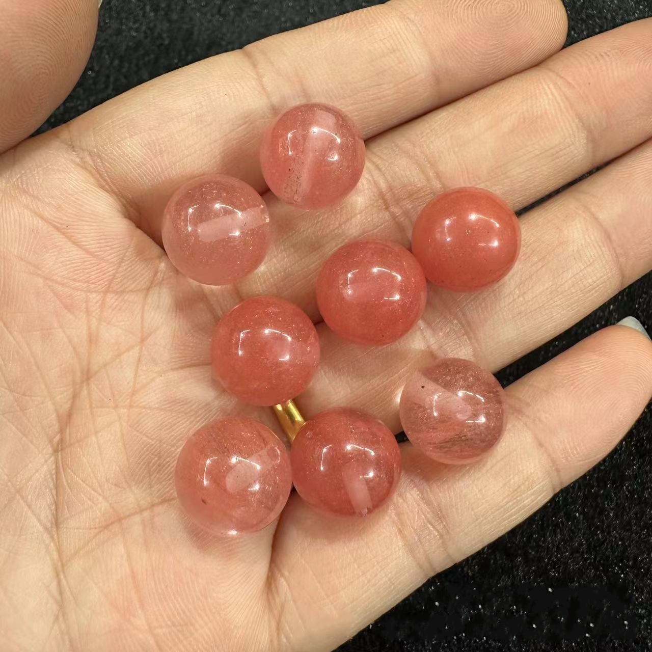 50Pcs Natural Rose Quartz Ball Quartz Crystal Sphere Pendant Reiki Healing Bead