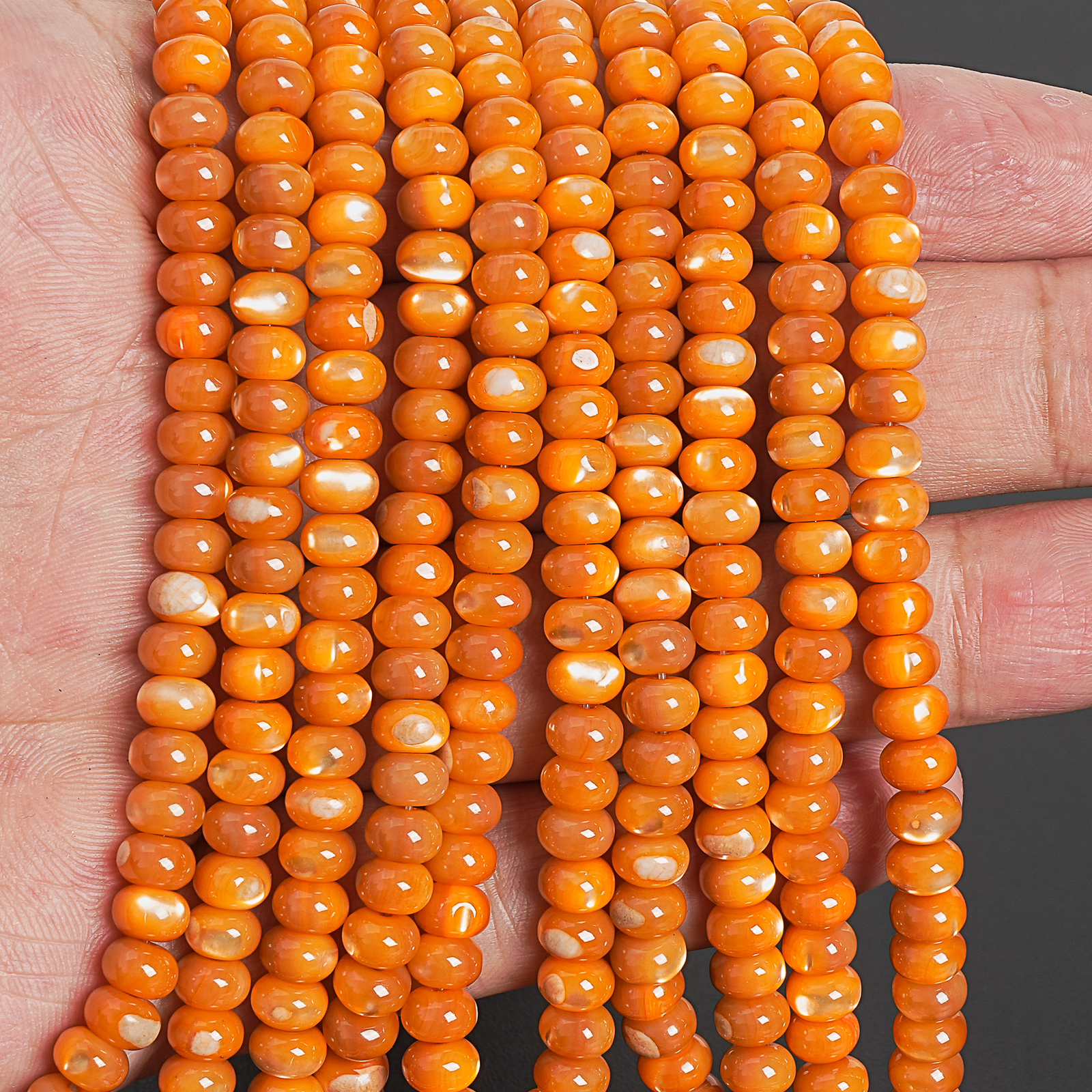 6X4MM Genuine Natural Orange Trochidae Shell Bead Grade AAA Rondelle Loose Beads