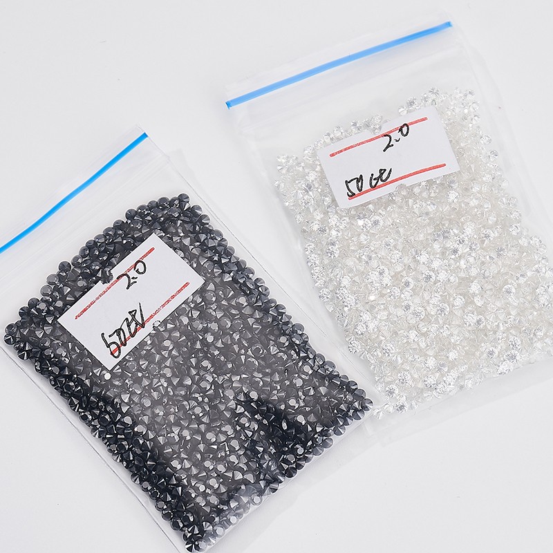 0.8-1.9mm Round Cut D Color/Black Moissanite Stones VVS1 for Jewelry Making