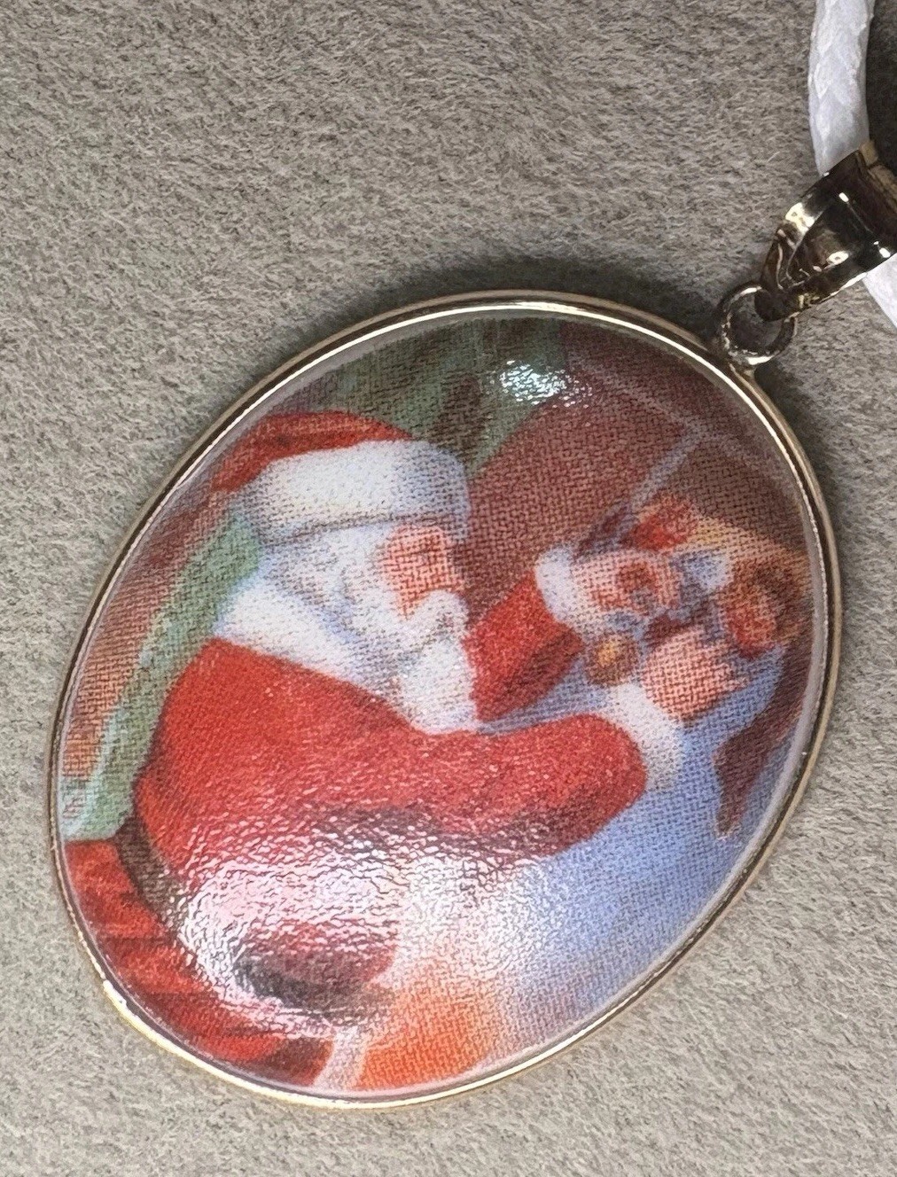 14K Yellow Gold Santa Pendant Night Before Christmas Quote 34mm 2.8mmB 3.0G MC