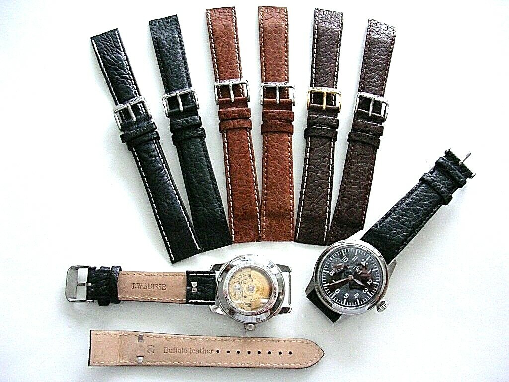 Buffalo calf Open End wire lug Leather watch band strap IW SUISSE 16 18 20 22mm