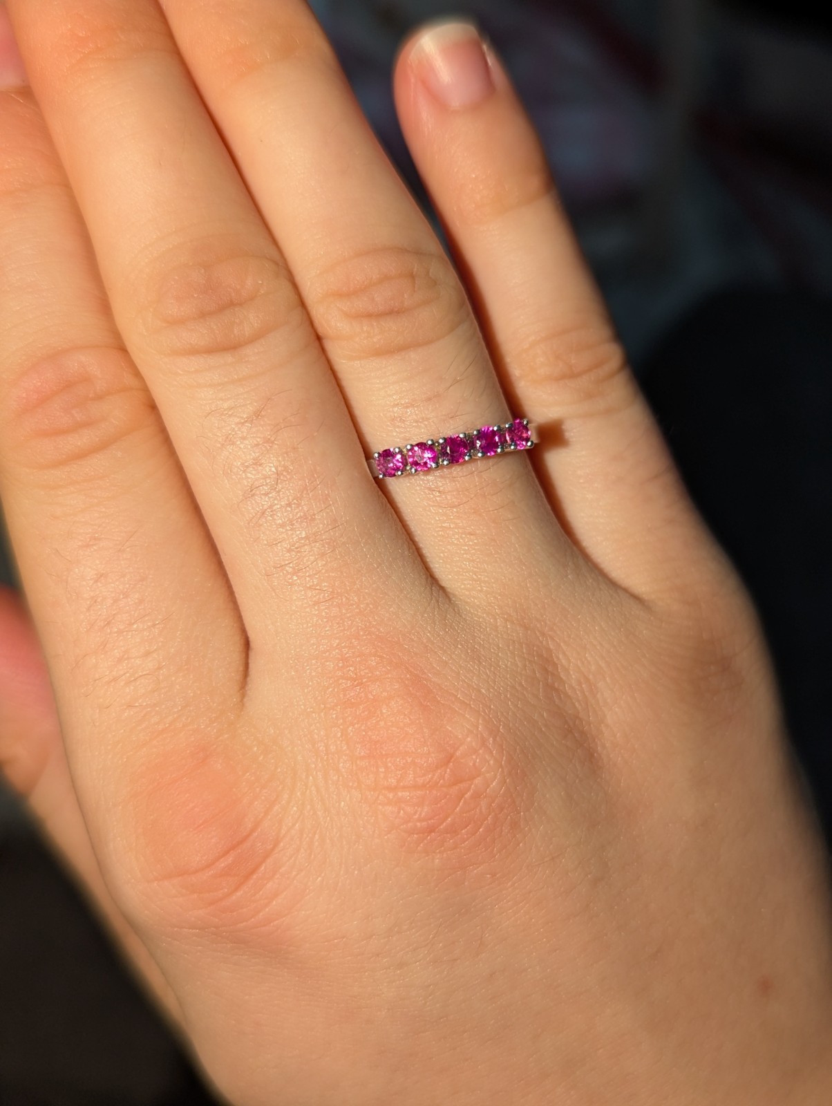 14k white gold. Real Gold. With Real Ruby Over 0.30 Crt Size 54-56