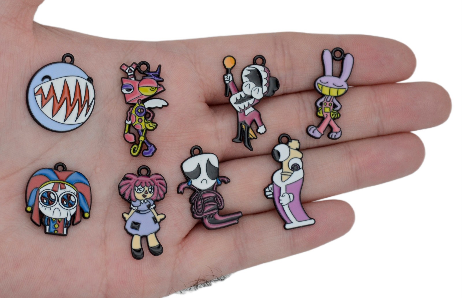 The Amazing Digital Circus TADC 8pc Enamel Pendant Charm Set Jax Pomni Kinger