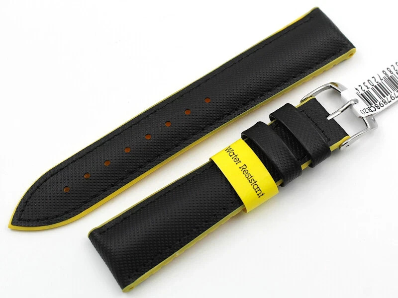 Morellato Black/Yellow Silicone Strap 20mm Water Resistant Spare Parts