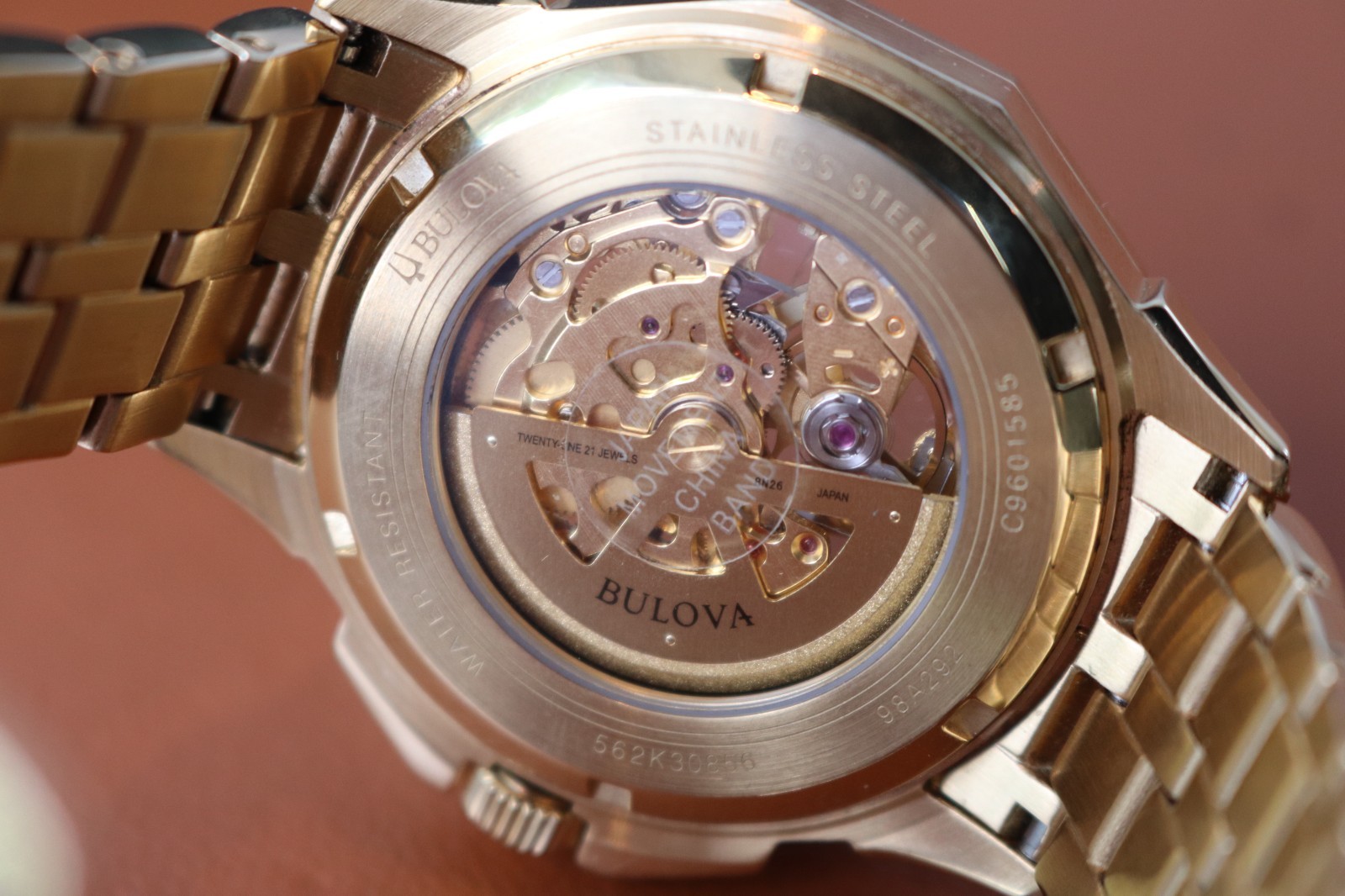 Bulova Octava Automatic Gold Tone Stainless St. Crystal Accent Men Watch 98A292
